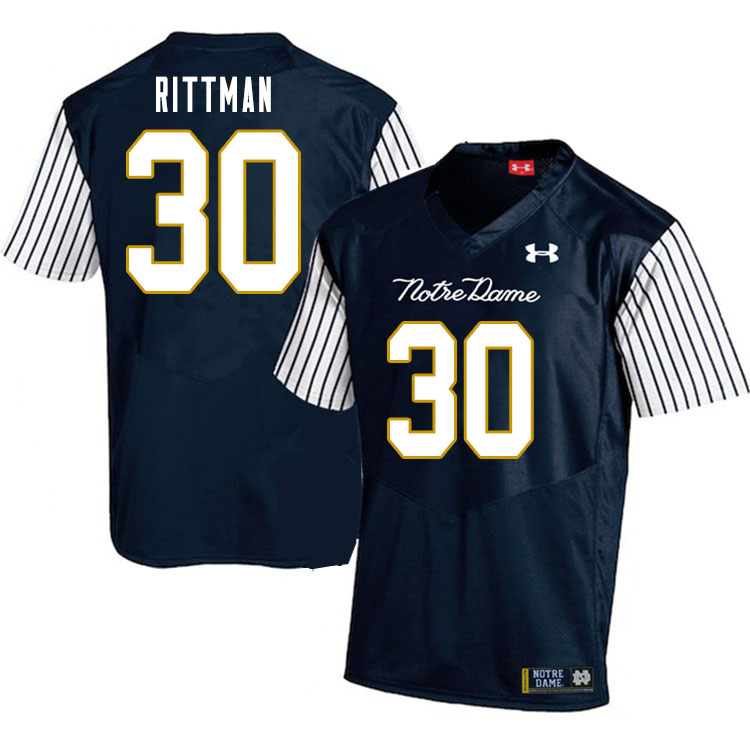 Men #30 Jake Rittman Notre Dame Fighting Irish College Football Jerseys Sale-Alternate